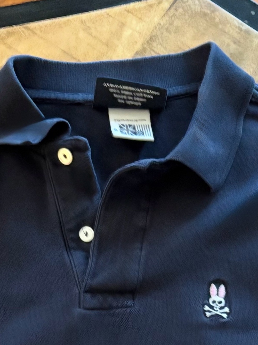 Like New! Psycho Bunny Navy Polo with Embroidered Bunny & Crossbones